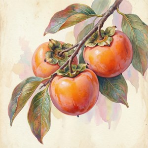 Watercolor Persimmons