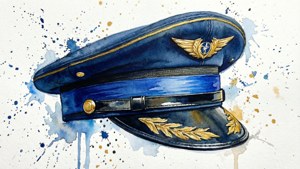 Watercolor Pilot Hat Art