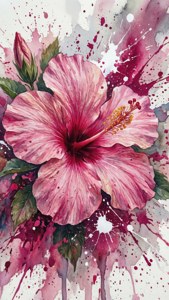 Watercolor Pink Hibiscus