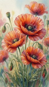 Watercolor Poppy Art