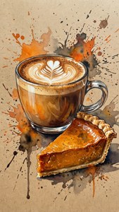 Watercolor Pumpkin Pie Latte