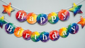 Watercolor Rainbow Birthday Banner
