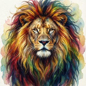 Watercolor Rasta Lion