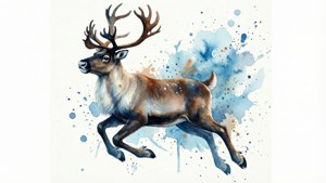 Watercolor Reindeer Art