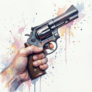 Watercolor Revolver Hand