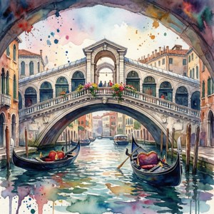 Watercolor Rialto Bridge