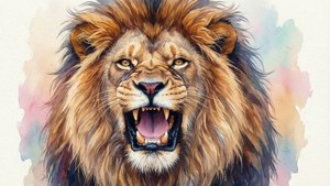 Watercolor Roaring Lion