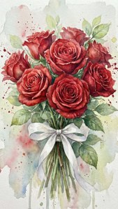 Watercolor Rose Bouquet