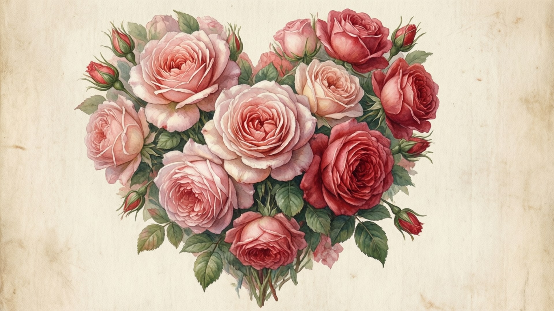 Watercolor Rose Heart by Wallpapers.art Studio