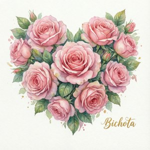 Watercolor Rose Heart