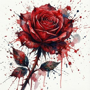 Watercolor Rose Splatter