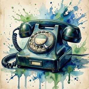 Watercolor Rotary Phone