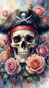 Watercolor Skull Roses