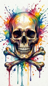 Watercolor Skull Splash