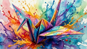Watercolor Splash Crane