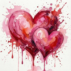 Watercolor Splash Hearts