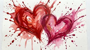 Watercolor Splash Hearts