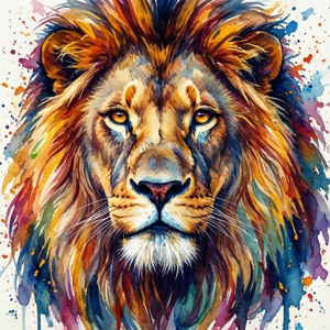Watercolor Splash Lion