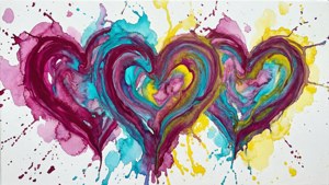 Watercolor Splatter Hearts
