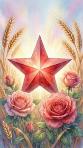 Watercolor Star with Roses