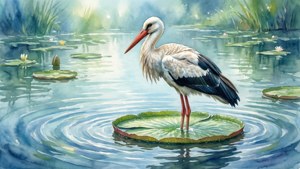 Watercolor Stork Pond