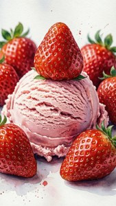 Watercolor Strawberry Scoop