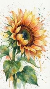 Watercolor Sunflower Bloom