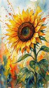 Watercolor Sunflower Splash