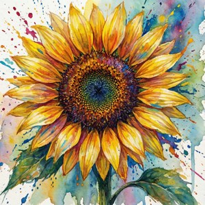 Watercolor Sunflower Splash