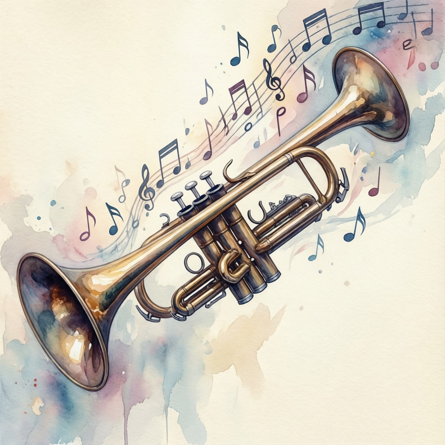 Watercolor Trumpet Melody by Wallpapers.art Studio