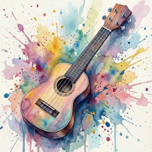 Watercolor Ukulele Art