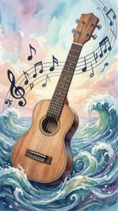 Watercolor Ukulele Waves