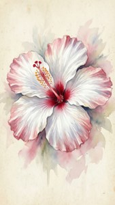 Watercolor White Hibiscus