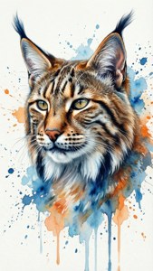 Watercolor Wildcat Face