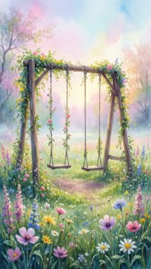 Watercolor Wildflower Swing