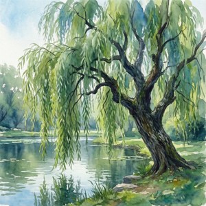 Watercolor Willow Pond