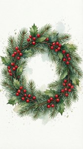 Watercolor Winter Wreath