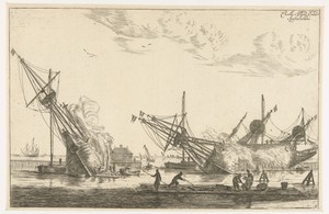 Waterdichtmaken van de rompen van drie fluitschepen