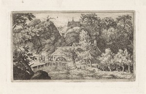 Watermolen aan de voet van een berg