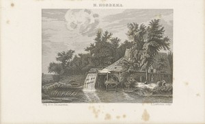 Watermolen in een landschap