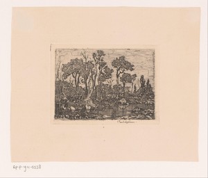 Waterplas met bomen langs de oever