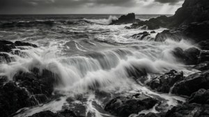 Waves on Black Rocks