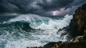 Waves on Cliff