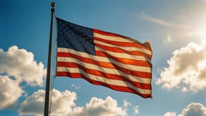 Waving Flag Blue Sky