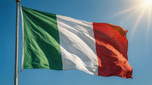 Waving Flag in Blue Sky