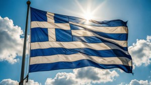 Waving Flag Under Blue Sky