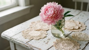 Weathered Table with Peonies