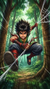 Web Swing Through Forest