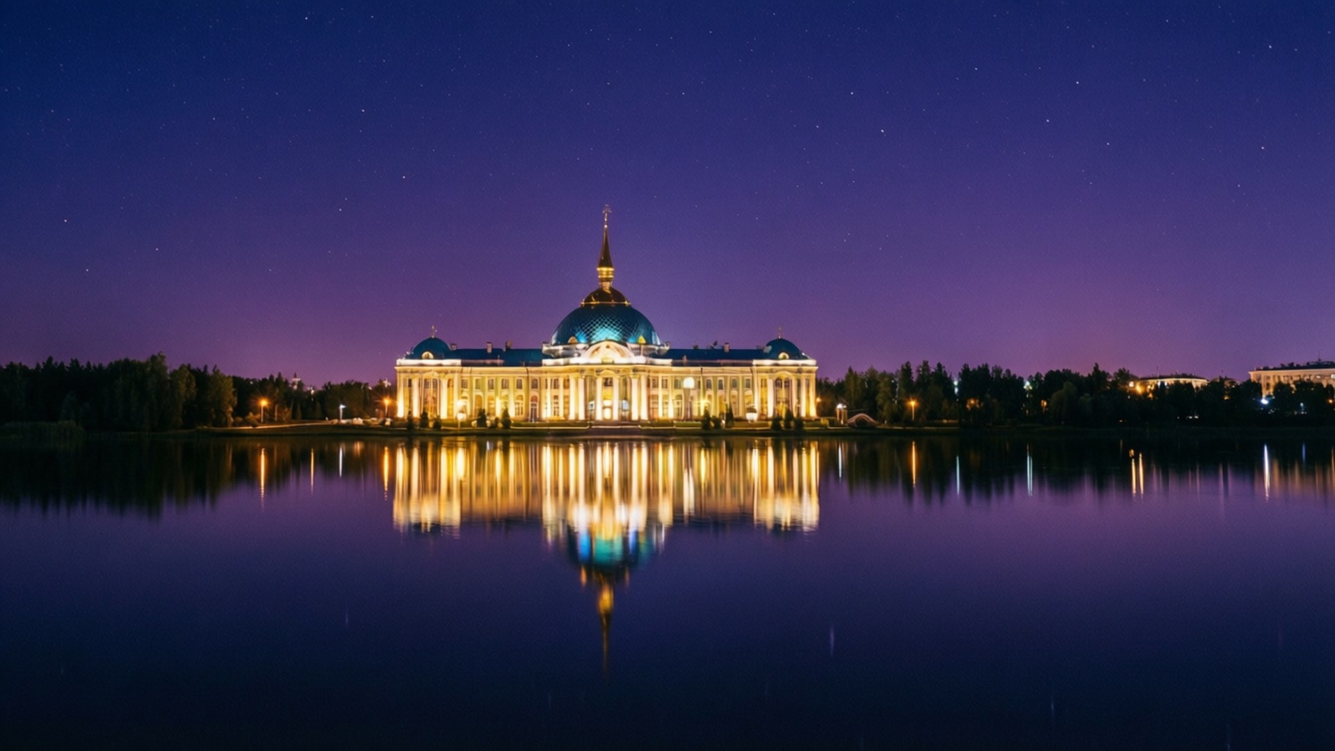 Wedding Palace Night Reflection by Wallpapers.art Studio