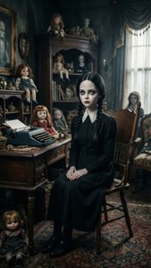 Wednesday at Her Desk